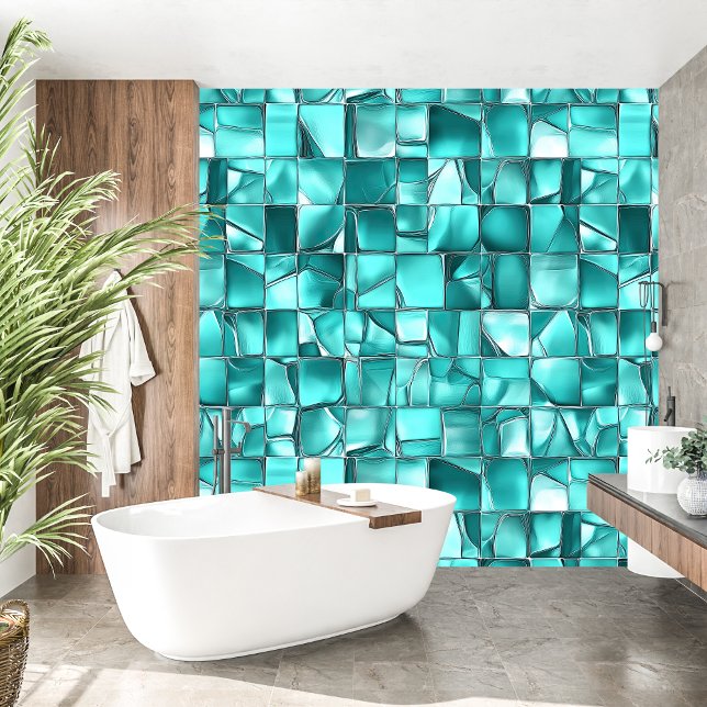 Elegant Ethereal Serene Mosaik Türkis Tapete (Elegant Ethereal Serene mosaic Turquoise Wallpaper)