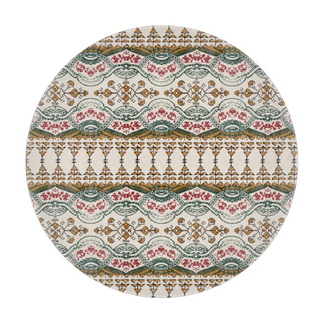 Elegant Ethnic Floral Boho Border Schneidebrett (Vorderseite)