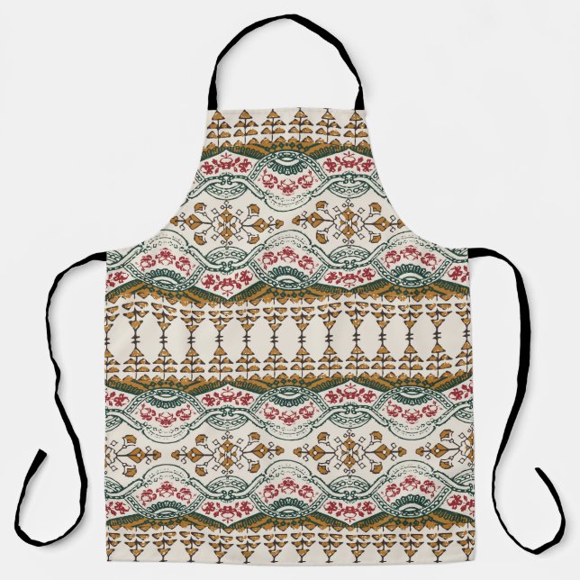 Elegant Ethnic Floral Boho Border Schürze (Vorderseite)