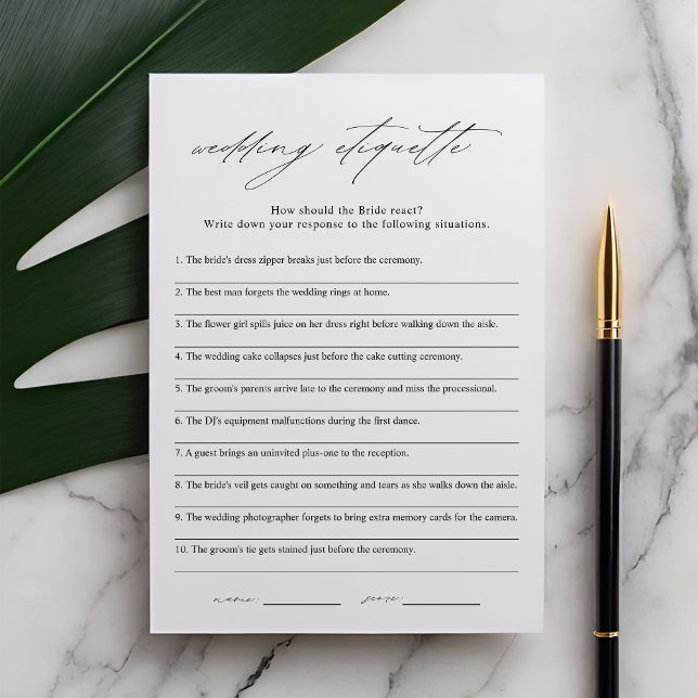 Elegant Etiquette 911 Brautparty Game Card Einladung (Von Creator hochgeladen)