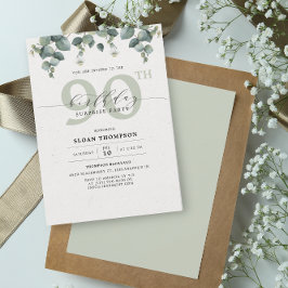 Elegant Eucalyptus 90 Geburtstagsüberraschung Einl Einladung