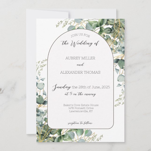 Elegant Eucalyptus Arch Wedding Einladung (Vorderseite)