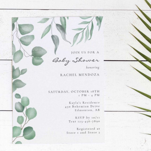 Elegant Eucalyptus Baby Shower Green Foliage Einladung (Von Creator hochgeladen)