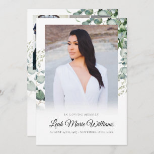 Elegant Eucalyptus Beileid Beerdigung Dankeskarte