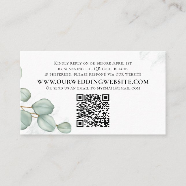 Elegant Eucalyptus Blätter Einfaches Foto QR Code Visitenkarte (Vorderseite)