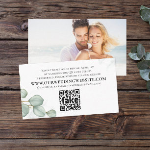 Elegant Eucalyptus Blätter Einfaches Foto QR Code Visitenkarte