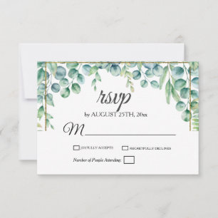 Elegant Eucalyptus Blätter Grüne Blumenhochzeit RSVP Karte