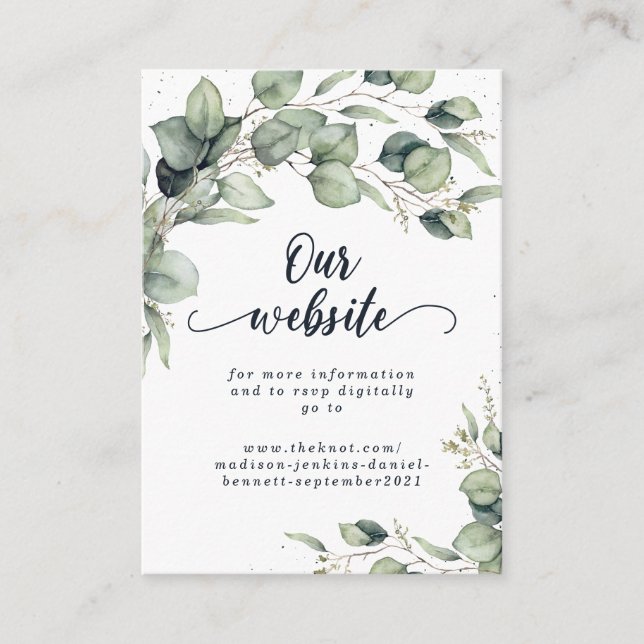 Elegant Eucalyptus Blätter Wedding Begleitkarte (Vorderseite)