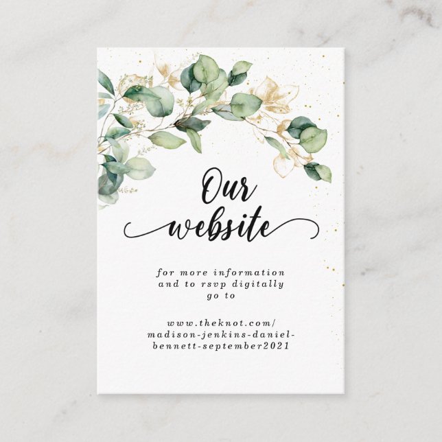 Elegant Eucalyptus Blätter Wedding Begleitkarte (Vorderseite)