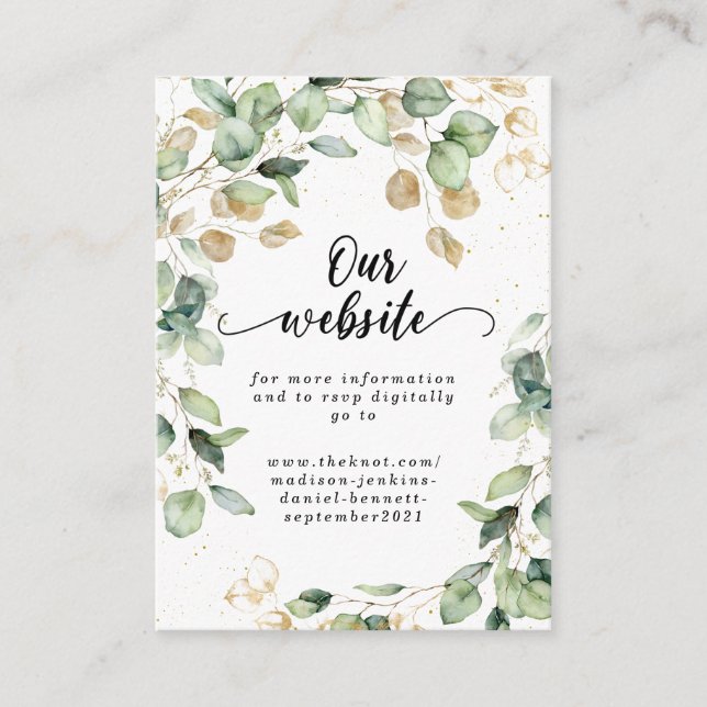 Elegant Eucalyptus Blätter Wedding Begleitkarte (Vorderseite)