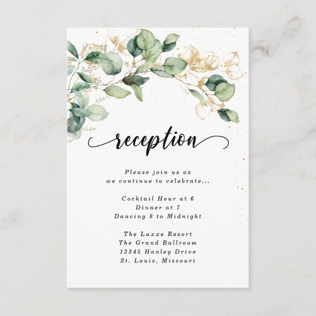 Elegant Eucalyptus Blätter Wedding Begleitkarte (Vorderseite)