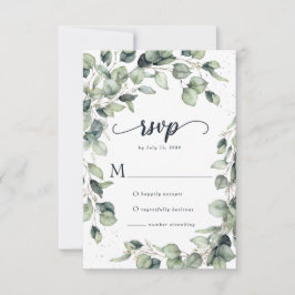 Elegant Eucalyptus Blätter Wedding RSVP Karte
