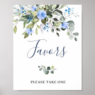 Elegant Eucalyptus Blue Rose Blumenfavors Poster