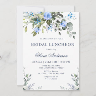 Elegant Eucalyptus Blue Rose BRIDAL LUNCHEON Einladung