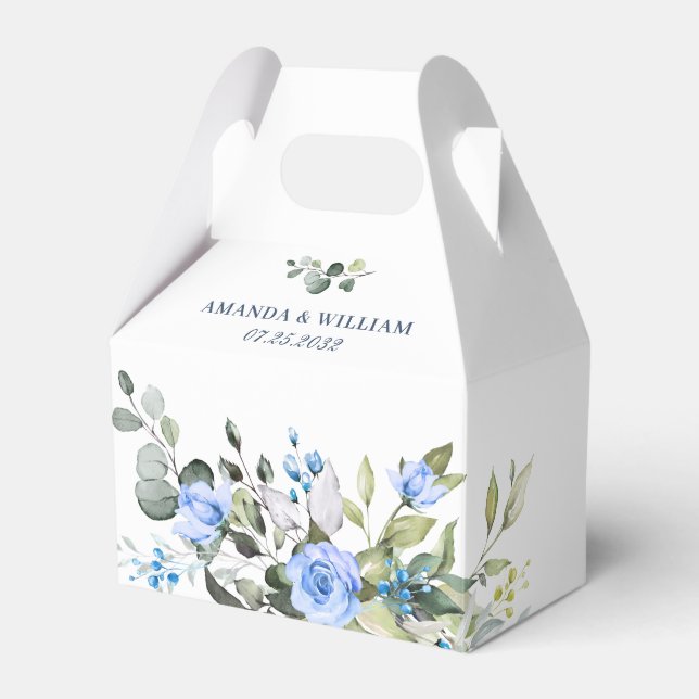 Elegant Eucalyptus Blue Rose Grüne Hochzeit Geschenkschachtel (Vorderseite)