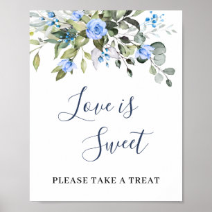 Elegant Eucalyptus Blue Rose Liebe Blütenblättern Poster