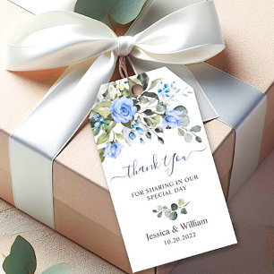Elegant Eucalyptus Blue Rose Vielen Dank für Ihre Geschenkanhänger