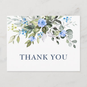 Elegant Eucalyptus Blue Rose Vielen Dank Postkarte