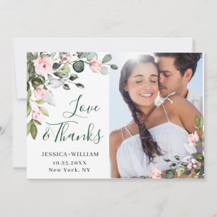 Elegant Eucalyptus Blush Pink Roses 4 FOTO Dankeskarte