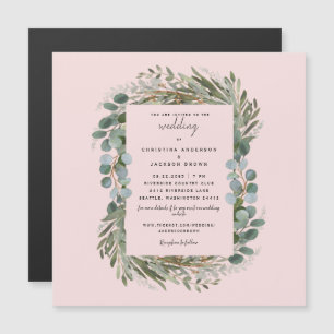 Elegant Eucalyptus Blush Wedding Magneteinladung
