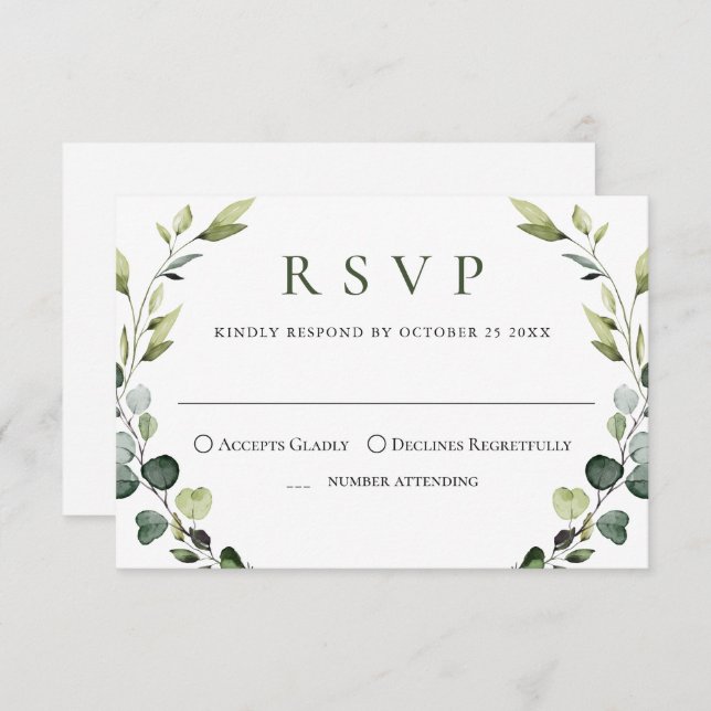 Elegant Eucalyptus Bohemisch Wedding MEAL ENTSCHEI RSVP Karte (Vorne/Hinten)