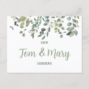 Elegant Eucalyptus Boho Greenery Wedding Rsvp Postkarte