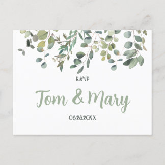 Elegant Eucalyptus Boho Greenery Wedding Rsvp Postkarte