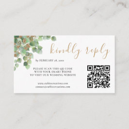 Elegant Eucalyptus Botanical Greenery Gold UAWG QR Begleitkarte