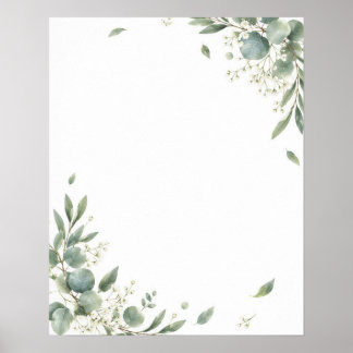 Elegant Eucalyptus Botanical Wedding Welcome Sign Poster