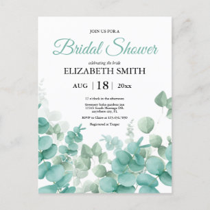 Elegant Eucalyptus Bridal Dusche Einladung Postkarte
