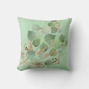ELEGANT EUCALYPTUS BRUSHED METALLIC GRÜNE CUSHION KISSEN