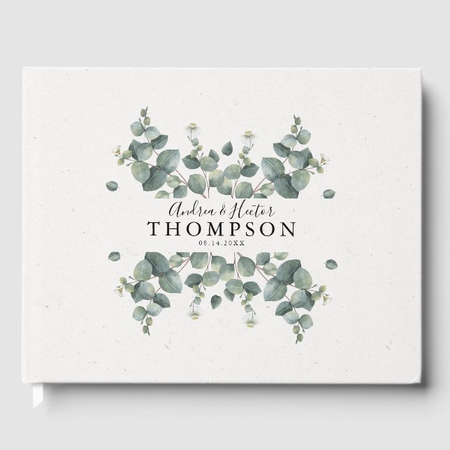 Elegant Eucalyptus Classic Wedding Gästebuch (Vorderseite)
