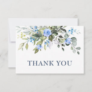 Elegant Eucalyptus Dusty Blue Rose Greenery Boho Dankeskarte