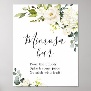Elegant Eucalyptus Floral Mimosa Bar Wedding Sign Poster