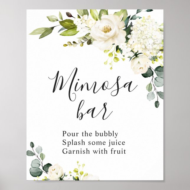 Elegant Eucalyptus Floral Mimosa Bar Wedding Sign Poster (Vorne)