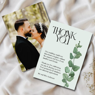 Elegant Eucalyptus Foto Wedding Vielen Dank Dankeskarte