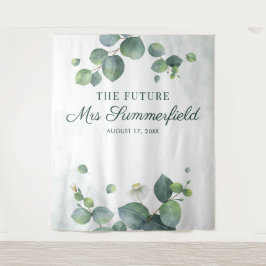 Elegant Eucalyptus Future Mrs. Foto Booth Hintergr Wandteppich