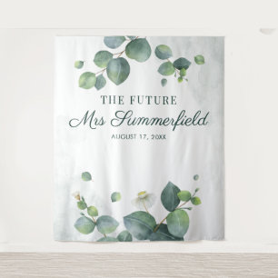 Elegant Eucalyptus Future Mrs. Foto Booth Hintergr Wandteppich