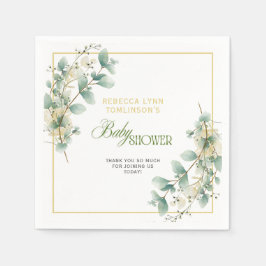 Elegant Eucalyptus Gender Neutral Baby Shower Serviette