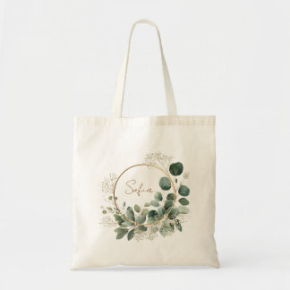 Elegant Eucalyptus Gold Frame Personalized Tote Tragetasche