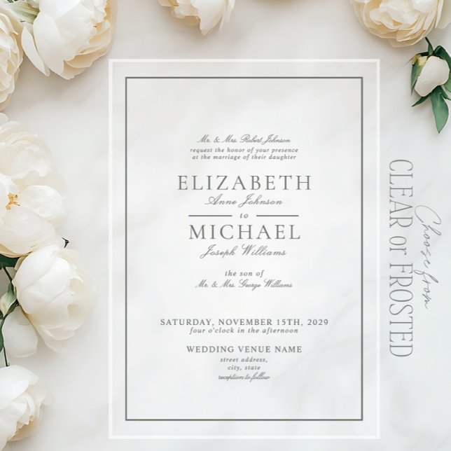 Elegant Eucalyptus Green Classic Script Wedding Acryleinladungen (Von Creator hochgeladen)