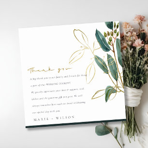 ELEGANT EUCALYPTUS GREEN GOLD FOLIAGE WEDD DANKESKARTE