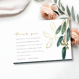ELEGANT EUCALYPTUS GREEN GOLD FOLIAGE WEDD DANKESKARTE