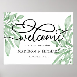 Elegant Eucalyptus Greenerenerity Wedding Welcome Poster