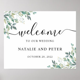 Elegant Eucalyptus Greenerenerity Wedding Welcome  Poster