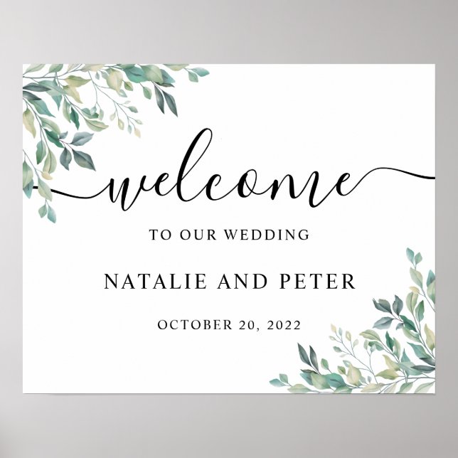 Elegant Eucalyptus Greenerenerity Wedding Welcome  Poster (Vorne)