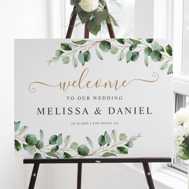 Elegant Eucalyptus Greenerenerity Wedding Welcome  Poster (Von Creator hochgeladen)