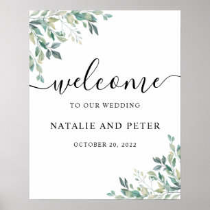 Elegant Eucalyptus Greenerenerity Wedding Welcome  Poster