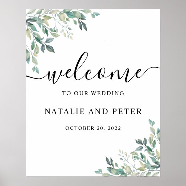 Elegant Eucalyptus Greenerenerity Wedding Welcome  Poster (Vorne)