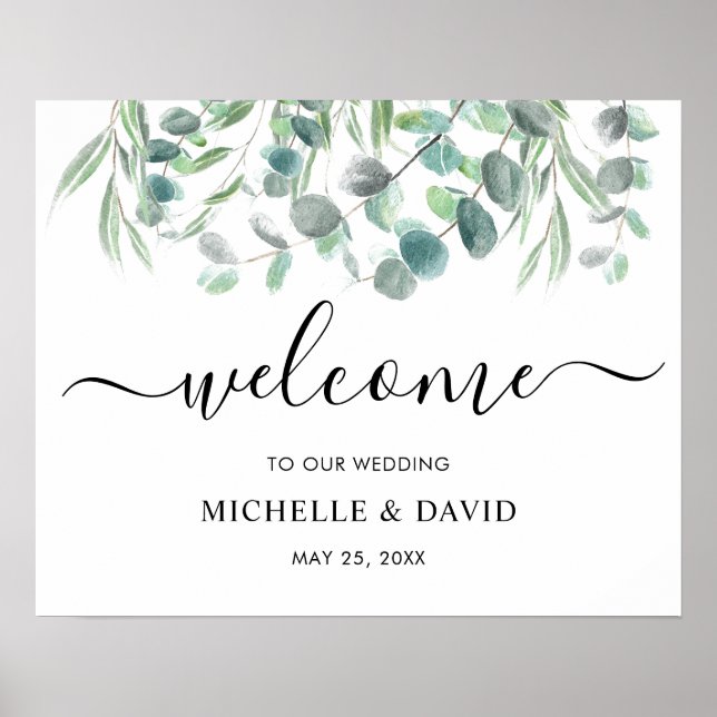 Elegant Eucalyptus Greenerenerity Wedding Welcome  Poster (Vorne)